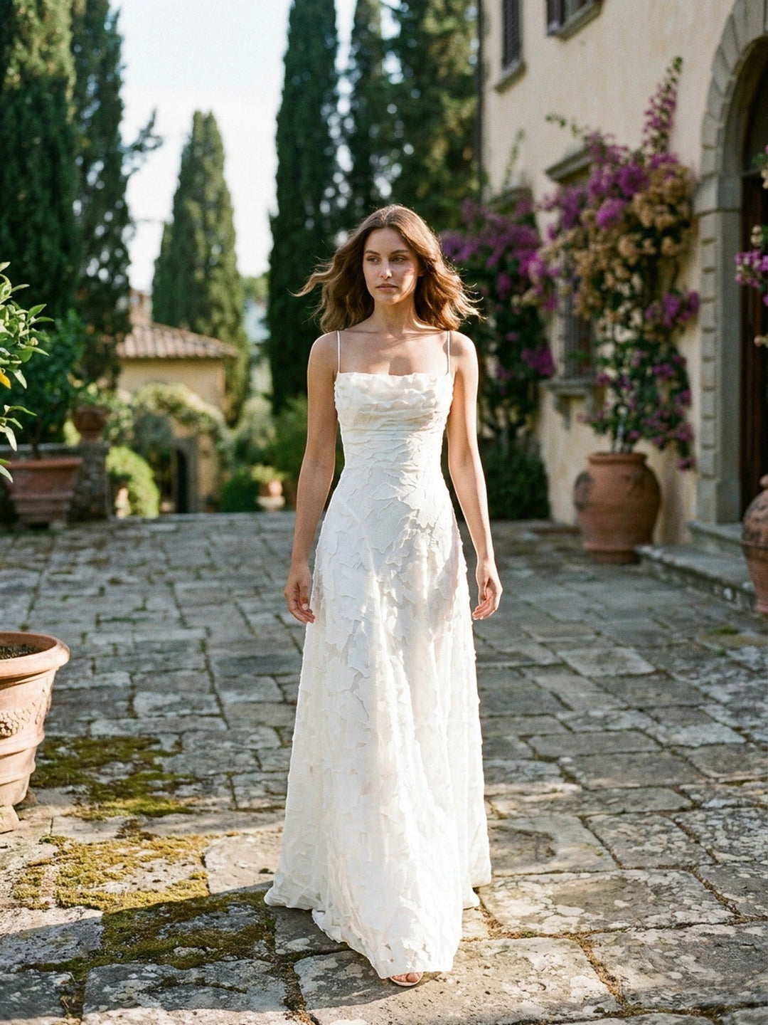 Sophia — Floral Textured A-Line Bridal Gown With Elegant Strapless Design