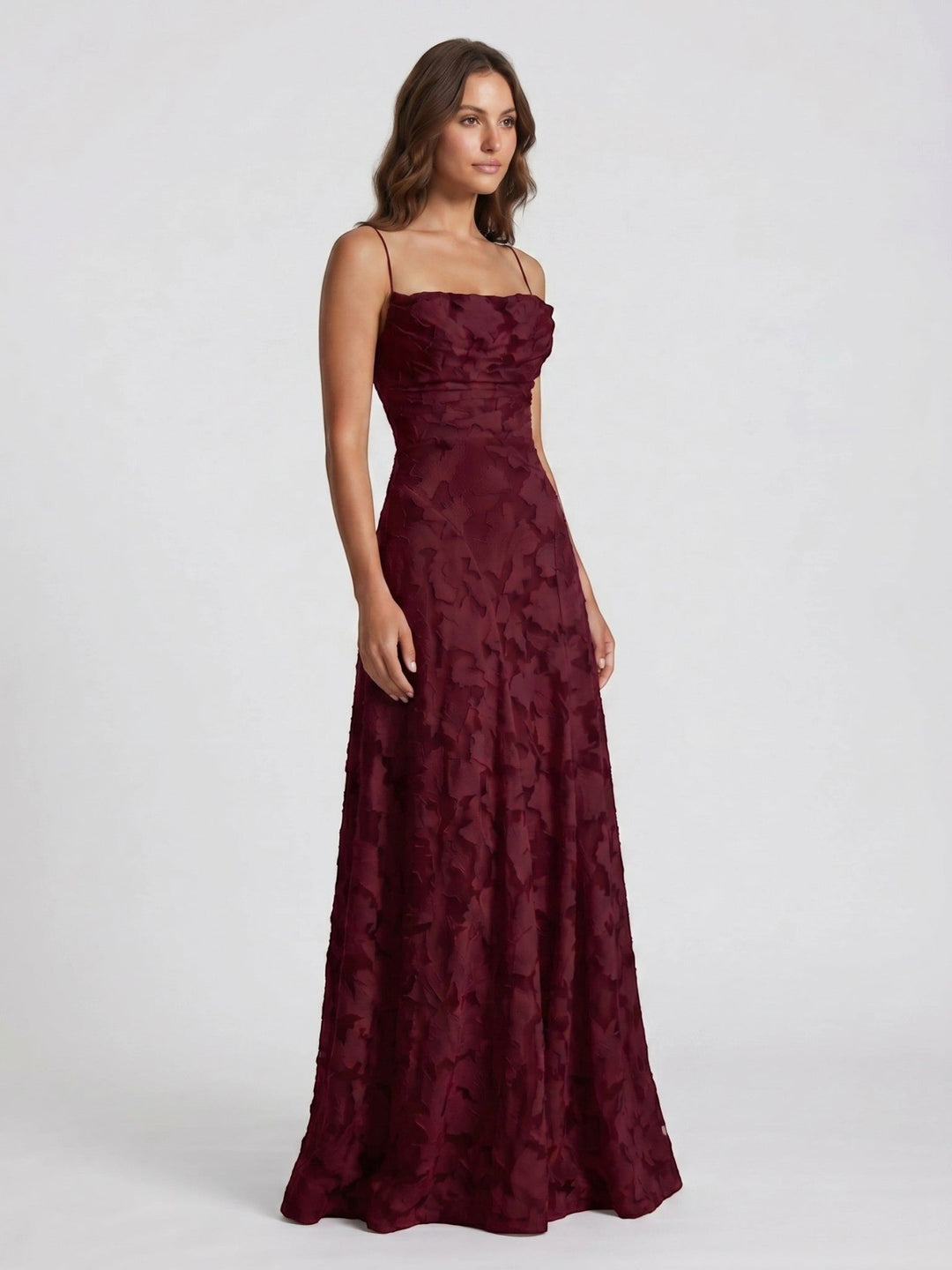 Sophia — Floral Textured A-Line Wedding Dress With Elegant Strapless Bridal Design