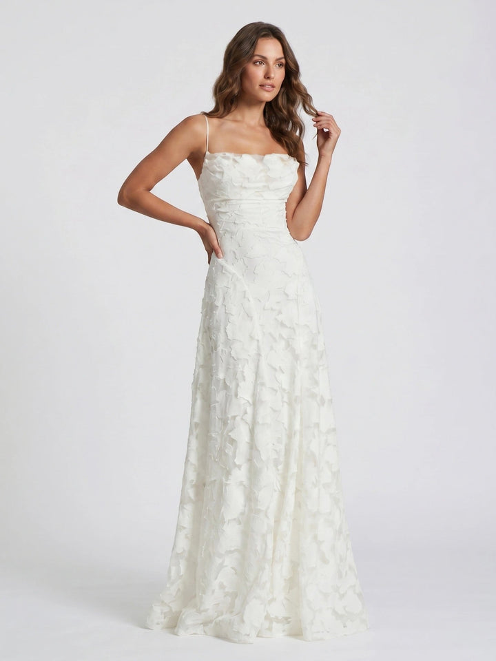 Sophia — Floral Textured A-Line Wedding Dress With Elegant Strapless Bridal Design
