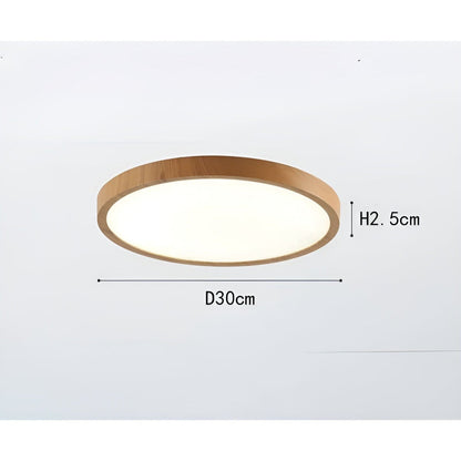 GrainGlow Ultra Dunne Hout Plafondlamp | Modern Minimalistische Verlichting