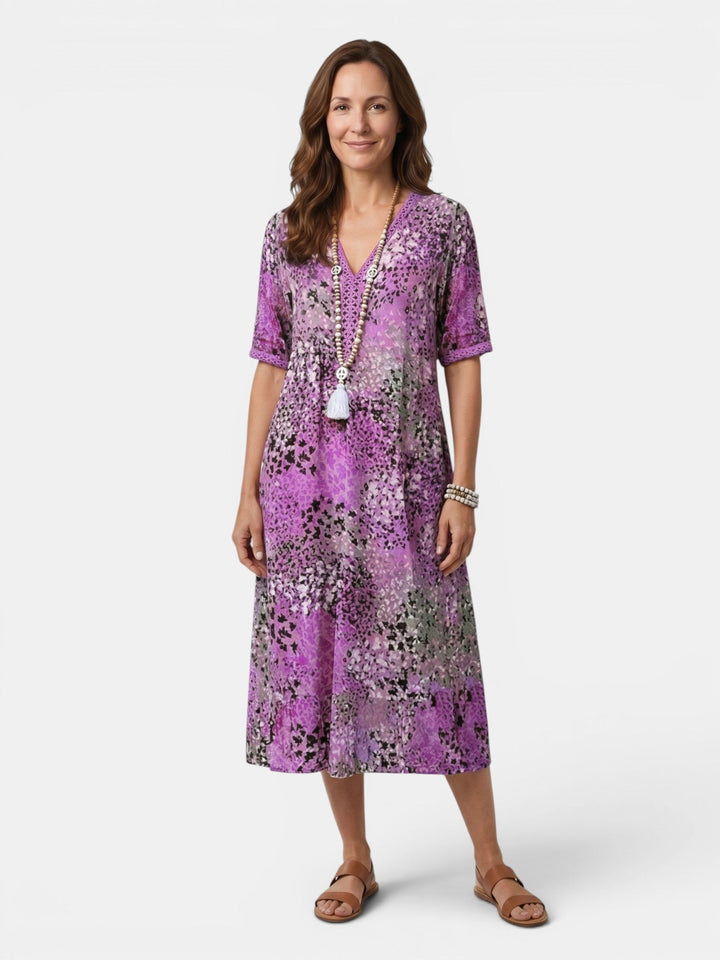 Esme — Colourful Printed Midi Dress With Relaxed Fit For Casual Wear