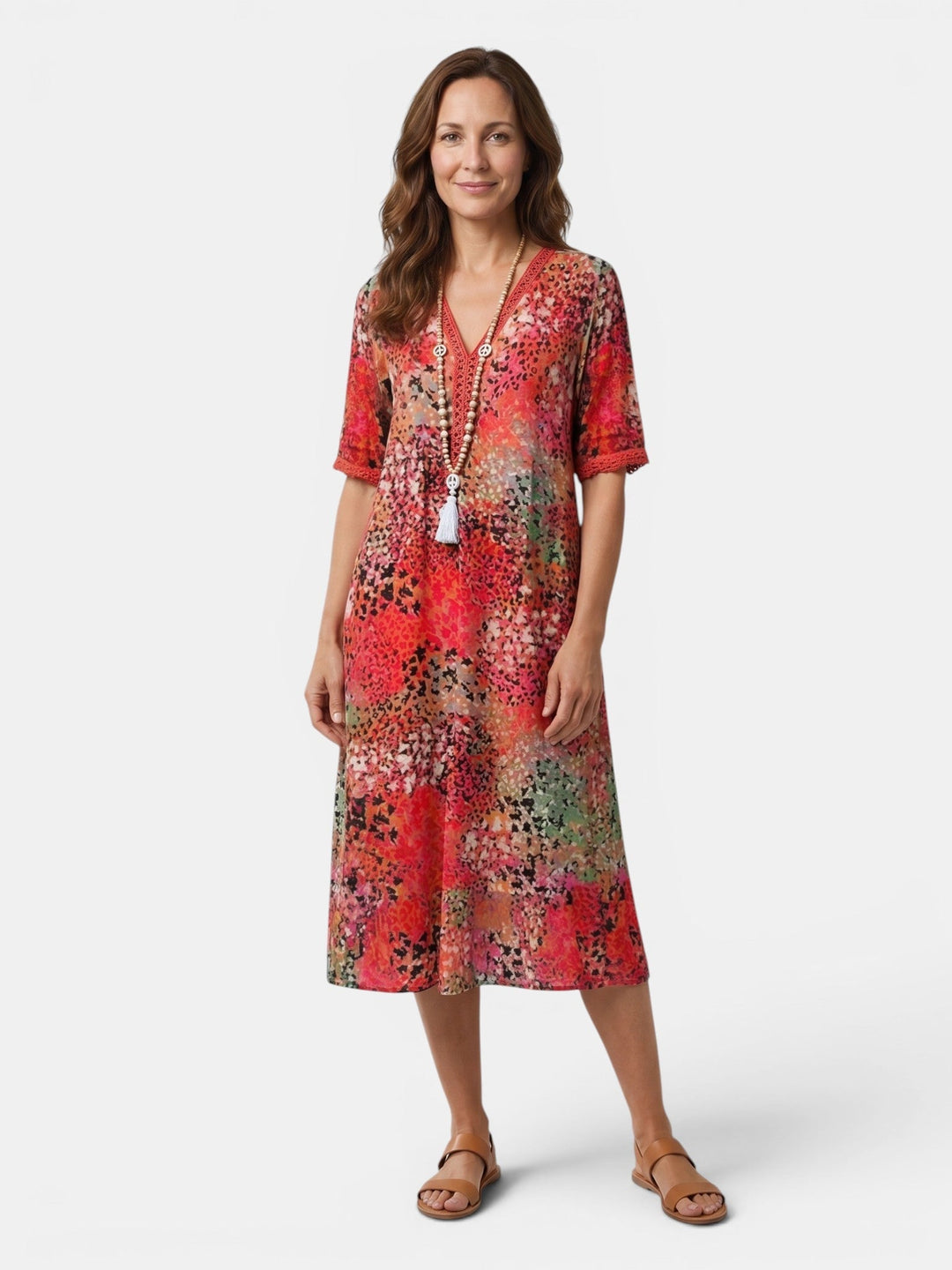 Esme — Colourful Printed Midi Dress With Relaxed Fit For Casual Wear