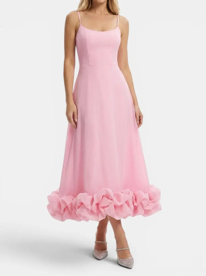 Beatrix — Elegant Fabric Midi Evening Dress With Flattering Ruffle Detail