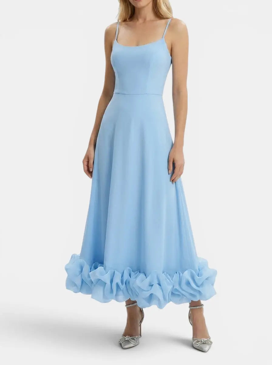 Beatrix — Elegant Fabric Midi Evening Dress With Flattering Ruffle Detail