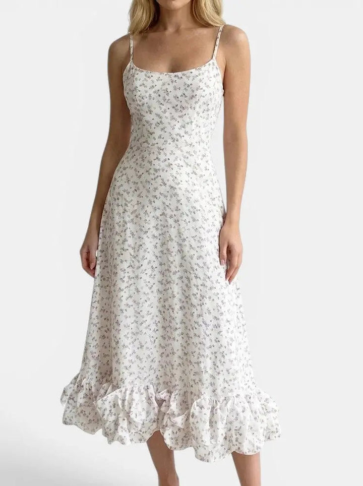 Beatrix — Elegant Fabric Midi Evening Dress With Flattering Ruffle Detail