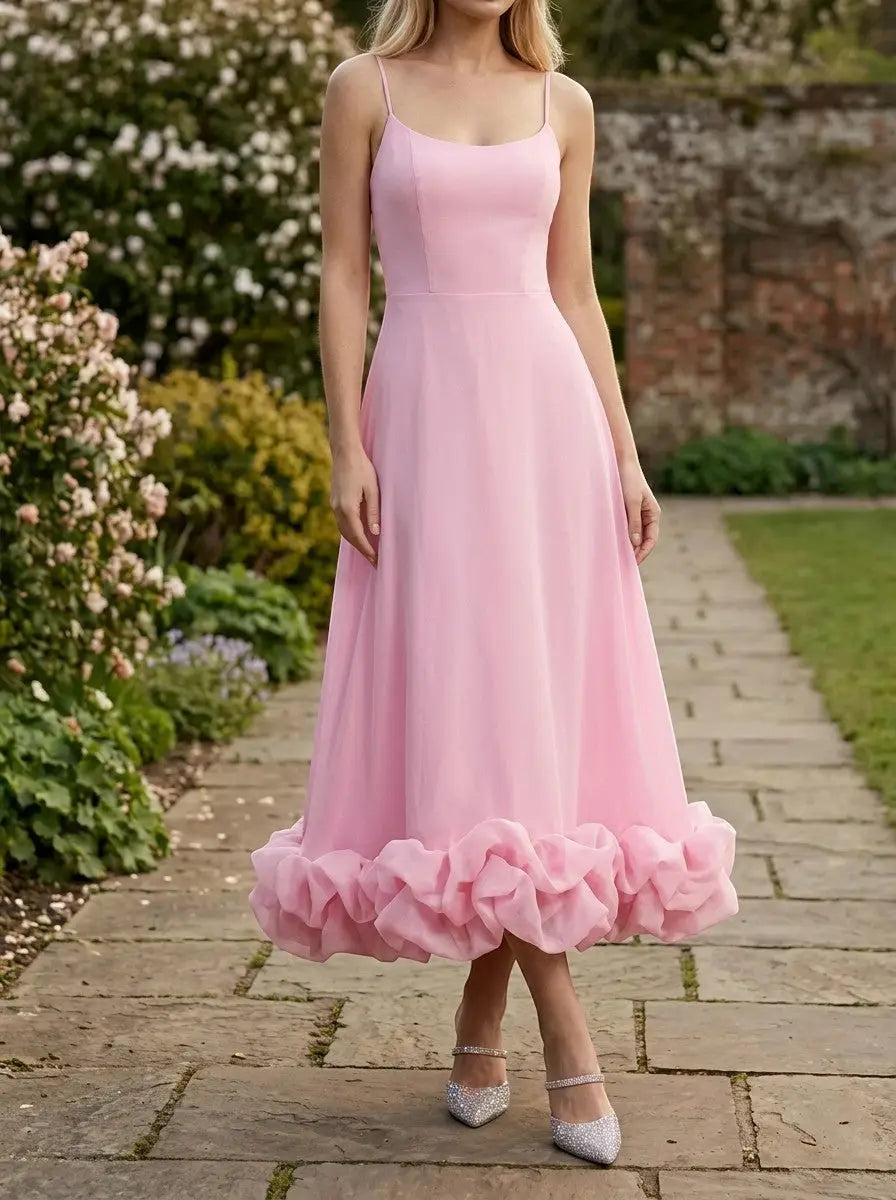 Beatrix — Elegant Fabric Midi Evening Dress With Flattering Ruffle Detail