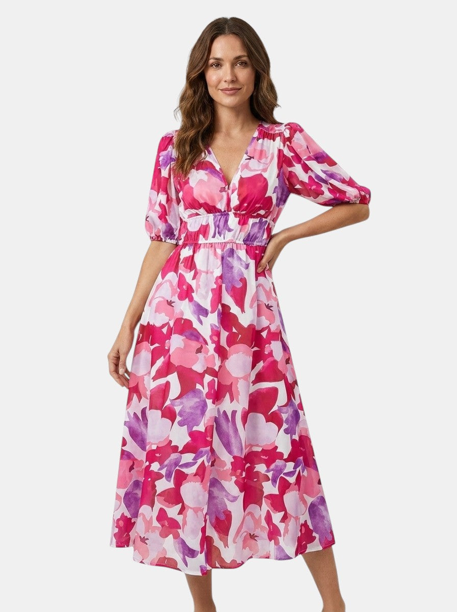 Rosamund — Floral Midi Dress With Lightweight Romantic Summer Style