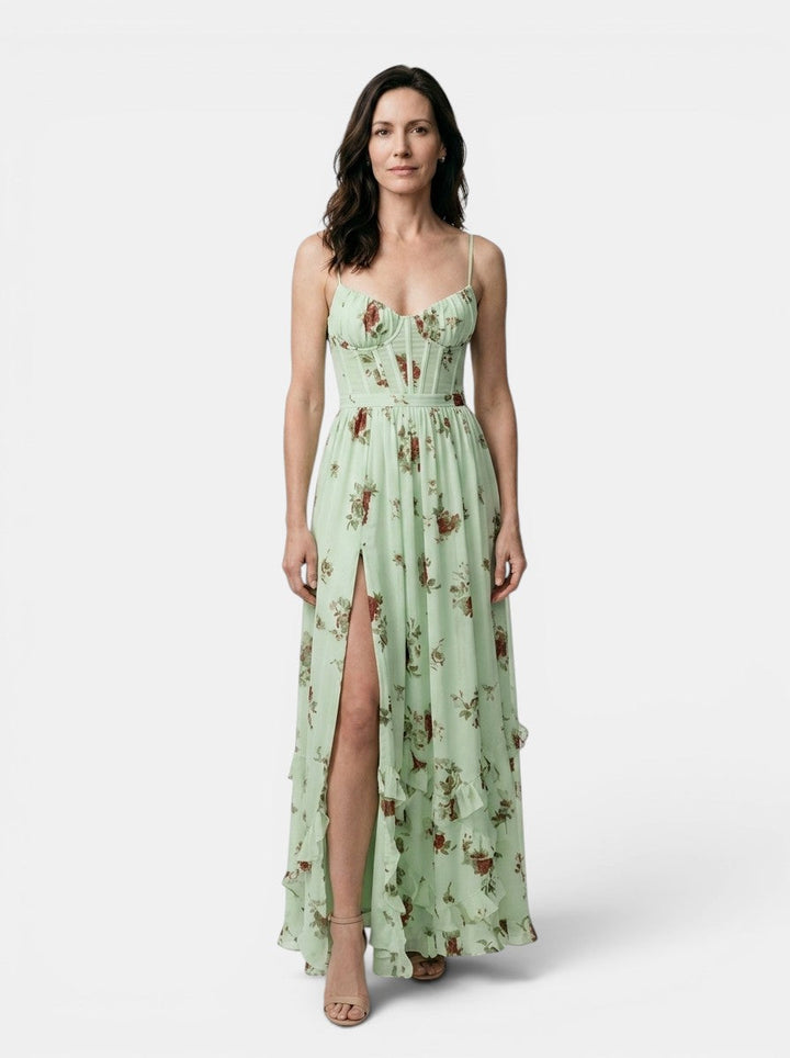 Anouk — Floral Print Maxi Dress With Elegant Flowing Side Slit Design