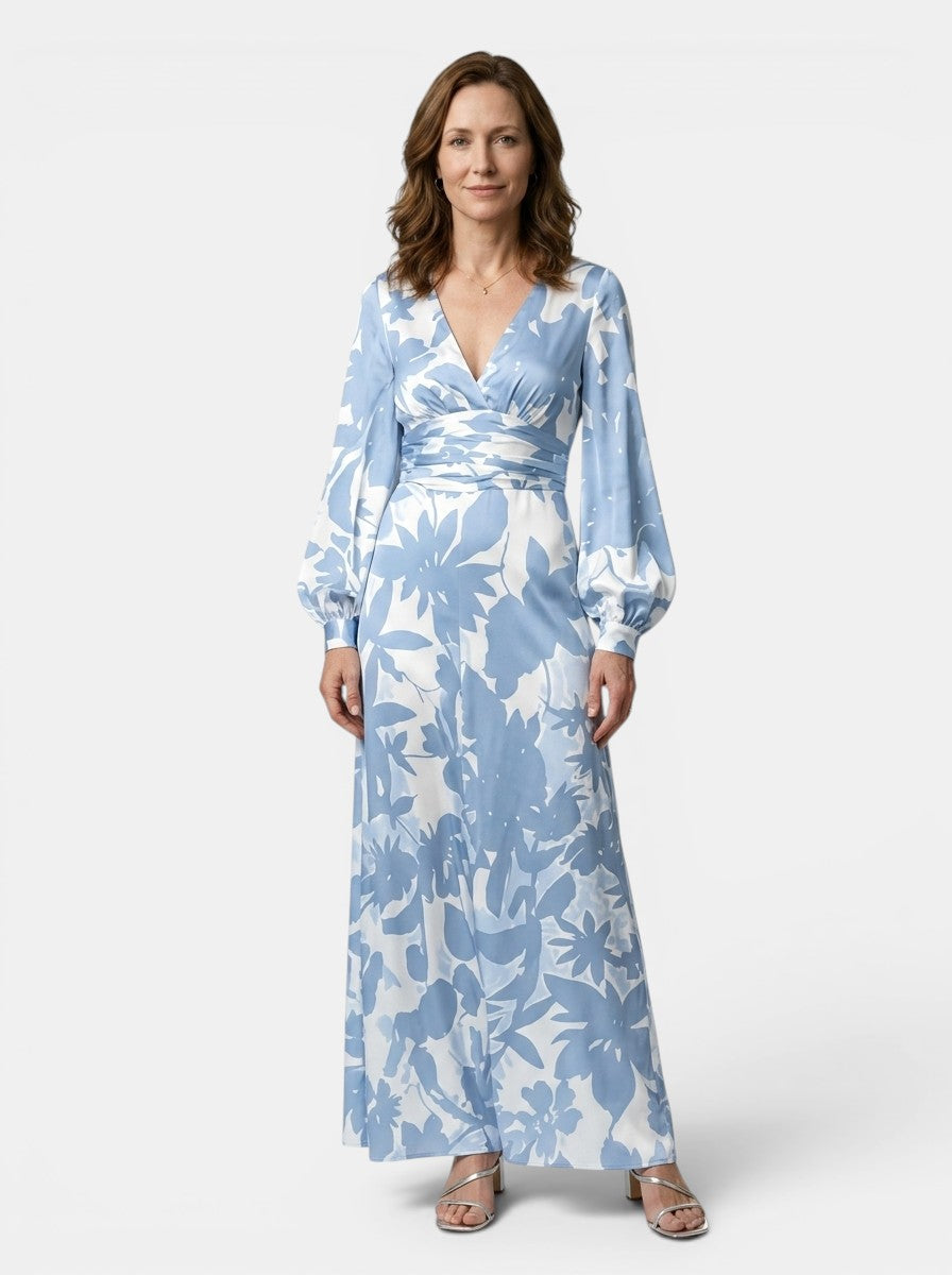 Cressida — Flowing Maxi Dress With Elegant Defined Waist And Long Sleeves