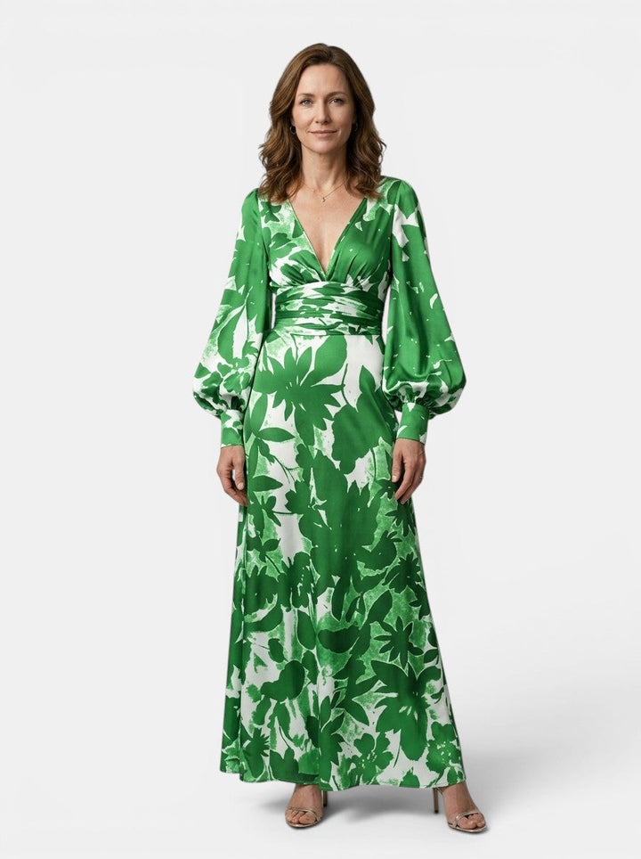 Cressida — Flowing Maxi Dress With Elegant Defined Waist And Long Sleeves