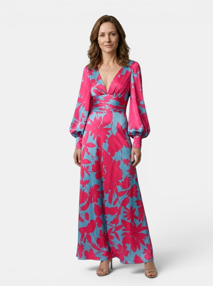 Cressida — Flowing Maxi Dress With Elegant Defined Waist And Long Sleeves