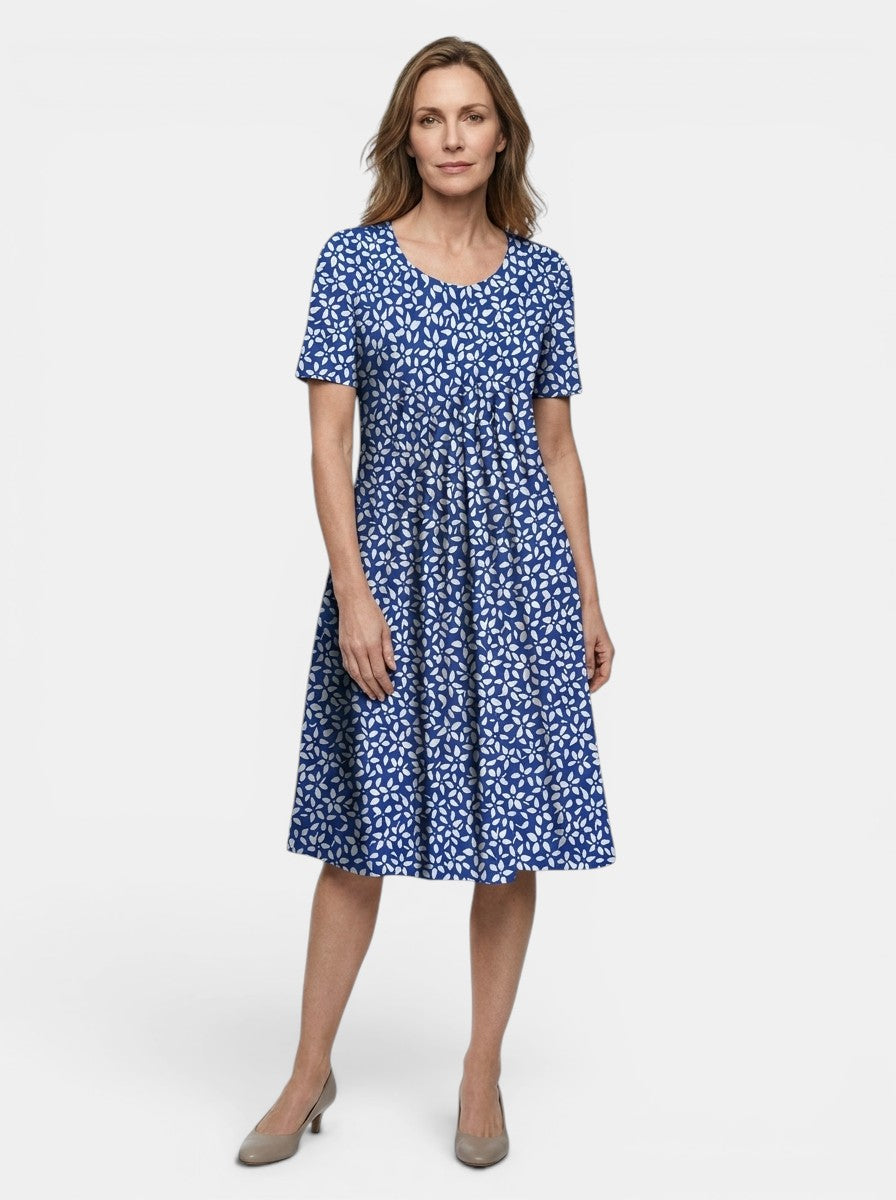 Theodora — Lightweight Floral Print Midi Dress With Flowy A-Line Summer Silhouette