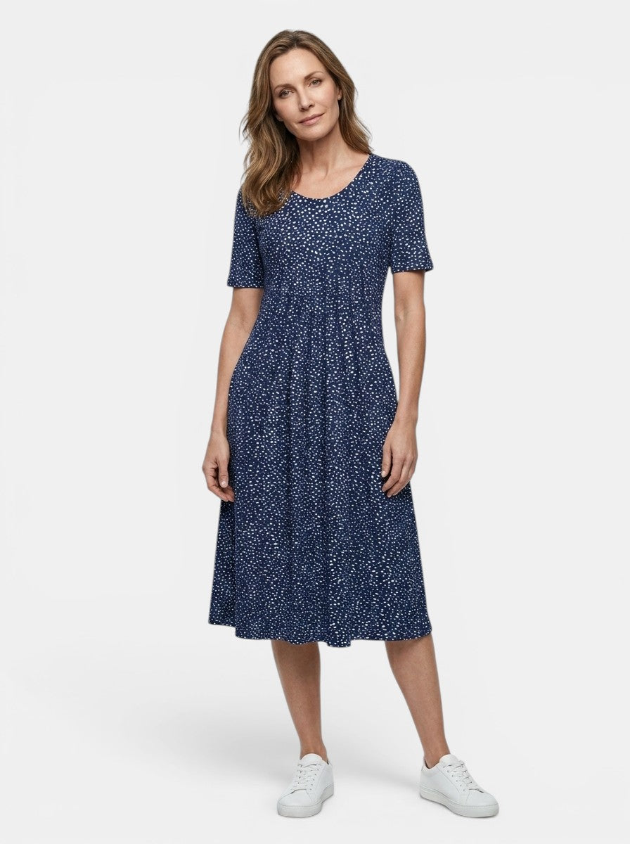 Theodora — Lightweight Floral Print Midi Dress With Flowy A-Line Summer Silhouette