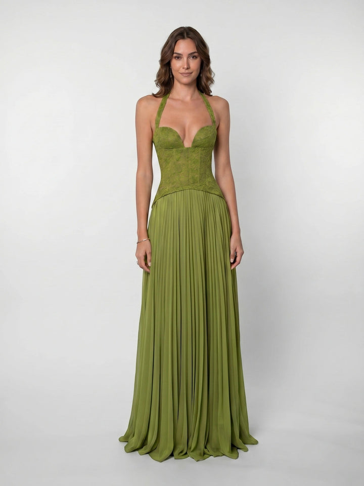 Aurelia — Lightweight Pleated Corset Maxi Dress For Flowing Summer Evening Glamour