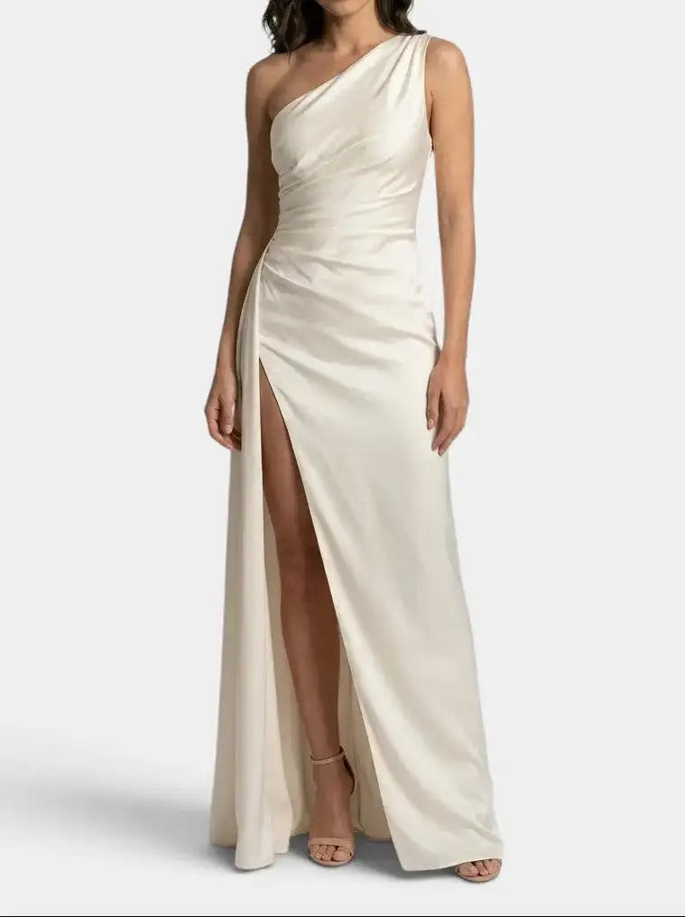 Seraphina — Satin Asymmetric Evening Maxi Dress For Elegant One-Shoulder Glamour