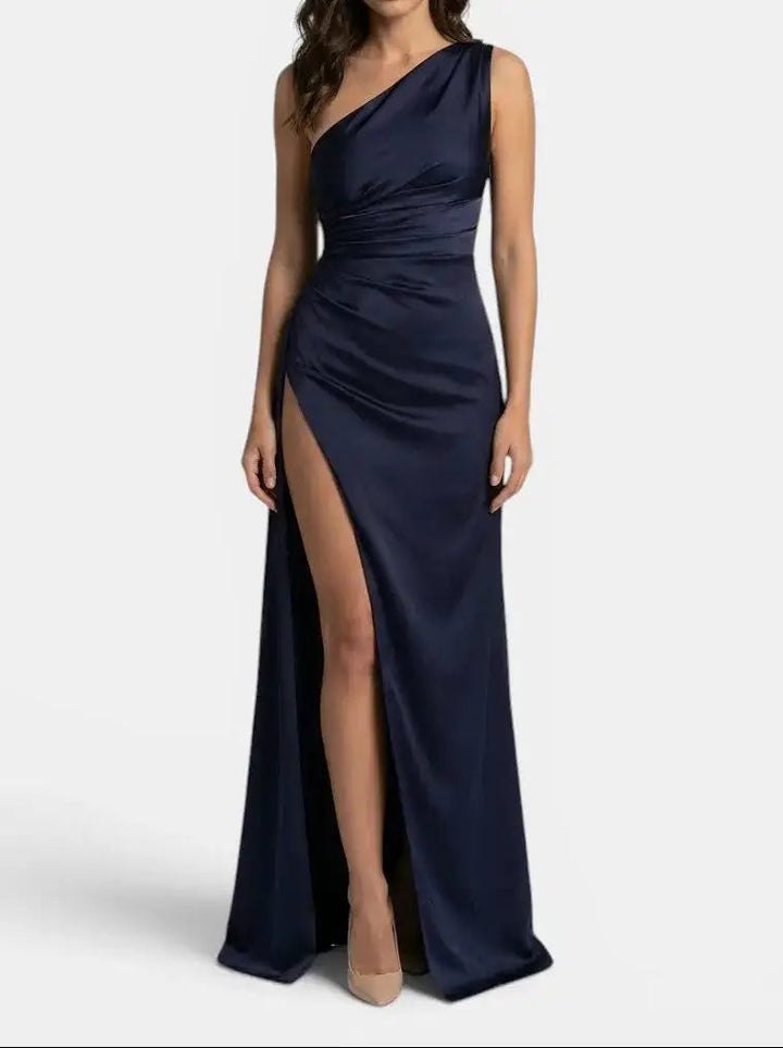 Seraphina — Satin Asymmetric Evening Maxi Dress For Elegant One-Shoulder Glamour