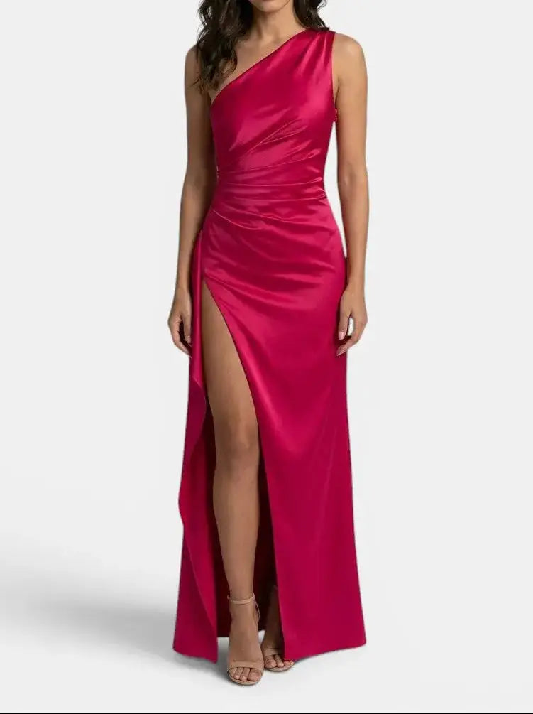 Seraphina — Satin Asymmetric Evening Maxi Dress For Elegant One-Shoulder Glamour