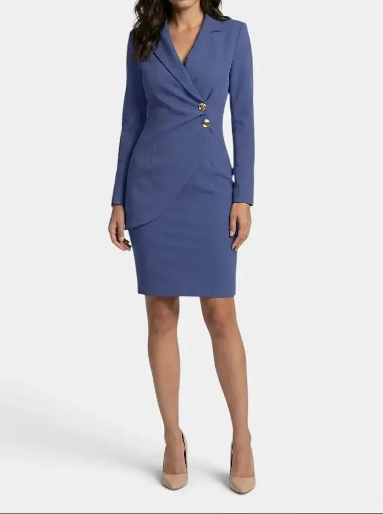 Cordelia — Structured Midi Dress With Elegant Long Sleeves For Formal Office Wear