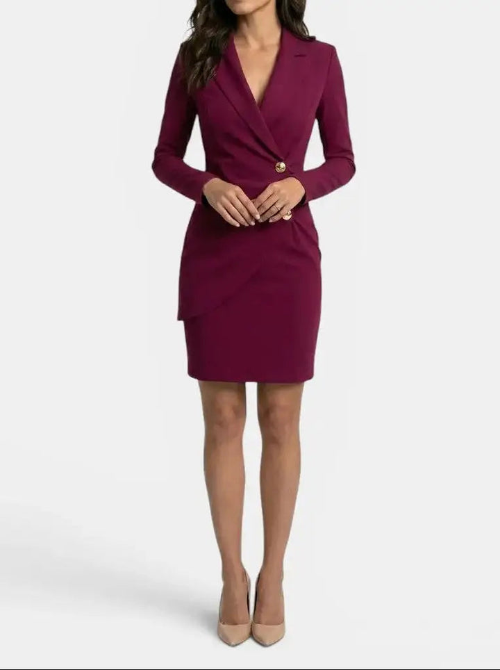 Cordelia — Structured Midi Dress With Elegant Long Sleeves For Formal Office Wear