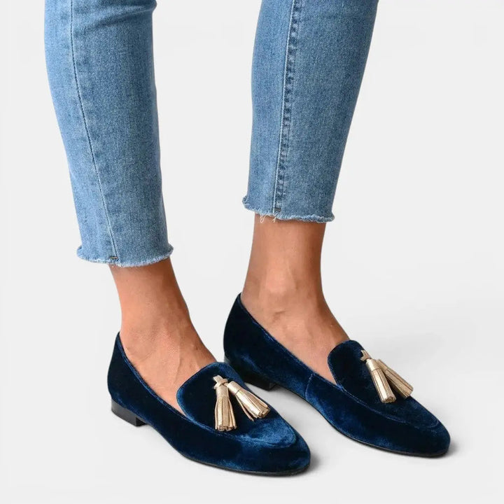Velvettassel — Velvet Loafers With Elegant Spring Slip-On Tassel Detail Design